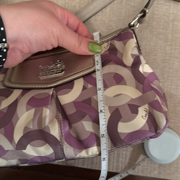 Coach Madison Op Bag Purple/Silver W/ Metallic Leather Trim - Picture 9 of 12